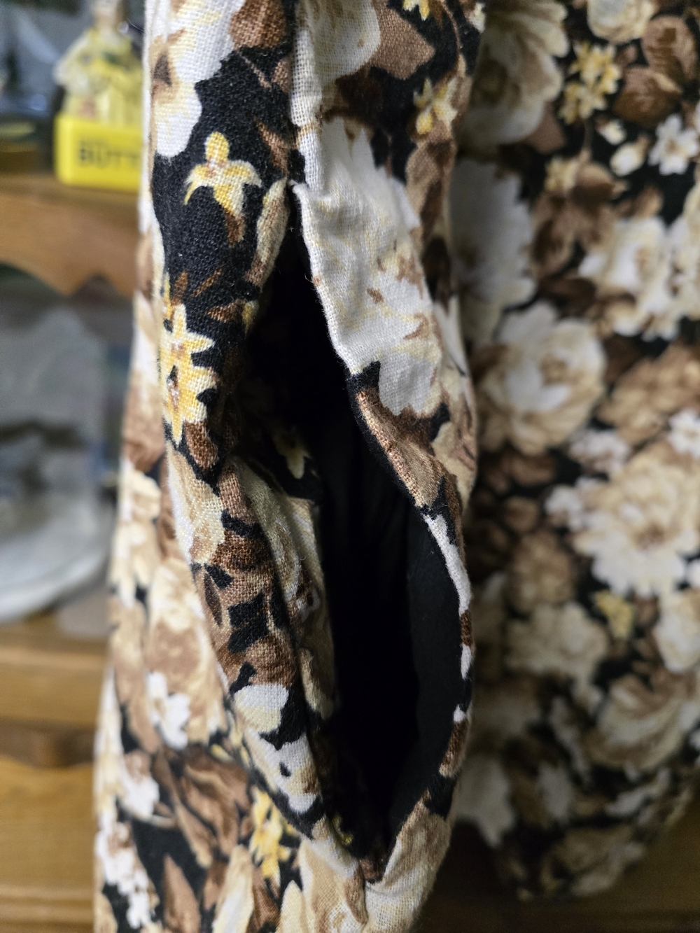 Floral Sleeveless A Line Mini Dress in Black & Cream Pockets Full Line EUC - Picture 3 of 6